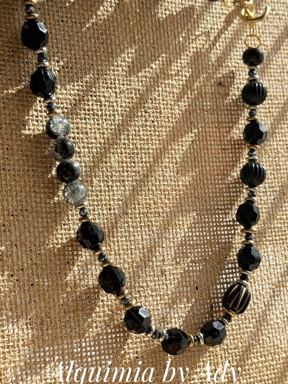 HIGH SUMMER + Black Faceted & Textured Beaded Necklace